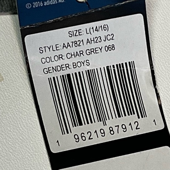 NWT Adidas Kids L (14/16) Heather Gray Crewneck Tee - Picture 10 of 10